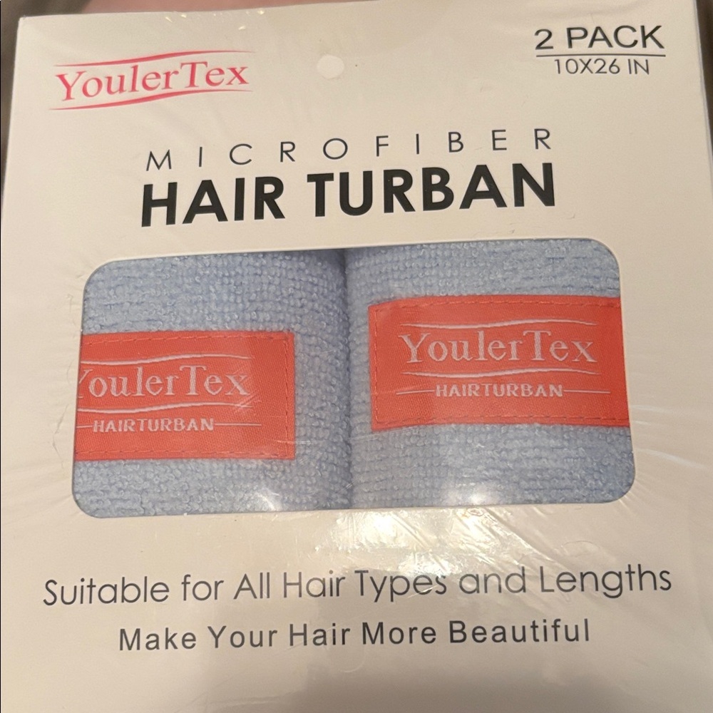 Blue Microfiber Hair Turban - 2 Pack